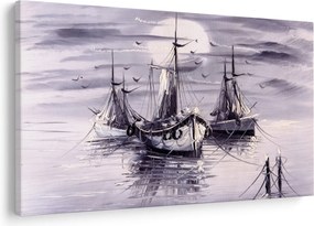 Obraz - Prístav, olejomaľba (90x60 cm)