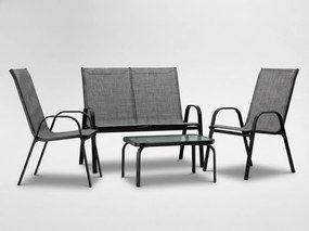 CH Záhradný oceľový nábytok so stolom - sivá