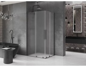 Mexen Velar Duo, sprchový kút s posuvnými dverami 90 x 80 cm, 8mm sklo námraza, brúsený grafit, 871-090-080-32-95