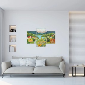 Obraz - Dedina v horách (90x60 cm)