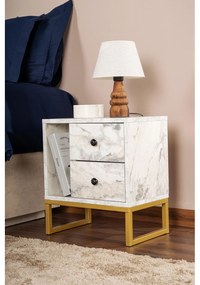 Nočný stôl Glimmer - Fressia Marble, Gold