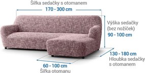 Bielastické poťahy GRAFITI NOVÉ gaštanovo hnedé sedačka s otomanom vpravo (š. 170 - 300 cm)