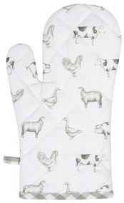 Bavlnená kuchynská chňapka Country Life Animals bielo-zelená - 16 * 30 cm