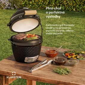 Klarstein Princesize, kamado gril, keramický, 11", údenie, BBQ, pomalé varenie, čierny