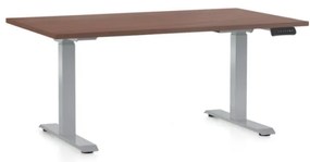 Výškovo nastaviteľný stôl OfficeTech D, 120 x 80 cm, sivá podnož, orech