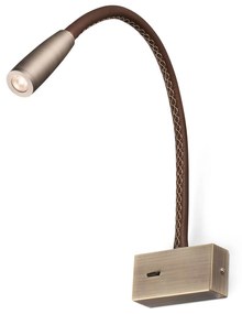 Nástenná lampa na čítanie Lead kožené detaily, LED