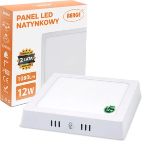 BERGE LED panel štvorcový 170x170x35mm prisadený - 12W - 230V - 860Lm - studená biela