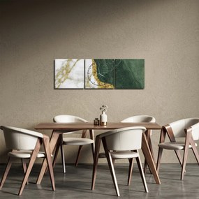Obraz - Zelený mramor N⁰3 (s hodinami) (90x30 cm)