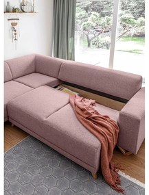 Ružová rozkladacia/s úložným priestorom rohová pohovka (ľavý roh/do L) Classy Sophie – Miuform