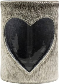 Svietnik Srdce z hovädzej kože šedá 15cm - 11,5 * 11,5 * 15,5cm