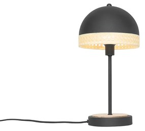 Orientálna stolná lampa čierna s ratanom 20 cm - Magna Rattan
