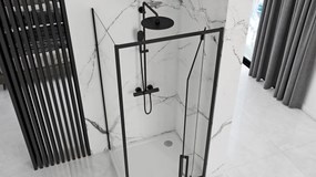 Sprchový kút REA RAPID SWING 100/dvere x 90/zástena cm, čierny/transparent - bez vaničky