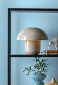 Sivá stolová lampa s kovovým tienidlom (výška 25 cm) Fat Mushroom – Leitmotiv