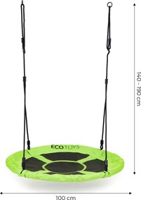 Detská hojdačka bocianie hniezdo 100 cm zelená - záhradná, nosnosť 150 kg ECOTOYS