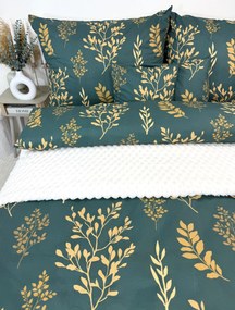 INTERMEDIC SK Bavlnené obliečky Forest Gold 140x200/70x90 cm – tmavozelené so zlatým vzorom
