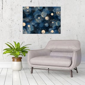 Obraz - Modro-zlaté krúžky (70x50 cm)