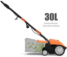 Elektrický vertikutátor 1500W vertikutátor a prevzdušňovač 2 v 1 104,5 x 51 x 103 cm oranžový