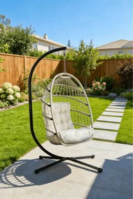 Skládací závěsné houpací křeslo Houseland Malta světle šedé