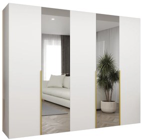 Šatníková skriňa 250 cm Alice 2 (biela + zlatá). Akcia -20%. Vlastná spoľahlivá doprava až k Vám domov. 1126183