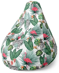 Sablio Sedací vak Pear Zebra a Plameniak - 140 x 100 x 25 cm