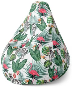 Sablio Sedací vak Pear Zebra a Plameniak - 140 x 100 x 25 cm