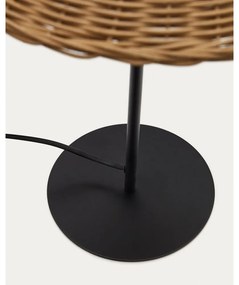Stolová lampa s ratanovým tienidlom v čierno-prírodnej farbe (výška 50 cm) Urania – Kave Home