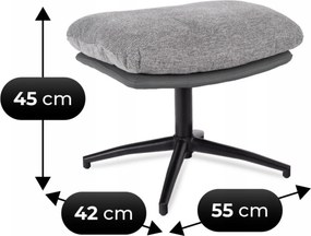 Otočné relaxačné kreslo ORVIO s podnožkou – sivé/čierne