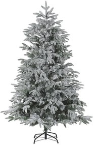 Zasnežený umelý vianočný stromček 210 cm biely BASSIE Beliani