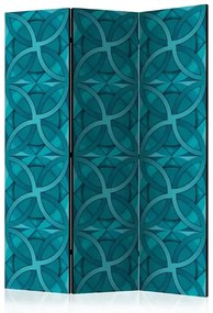 Paraván - Geometric Turquoise [Room Dividers] Veľkosť: 135x172, Verzia: Obojstranný