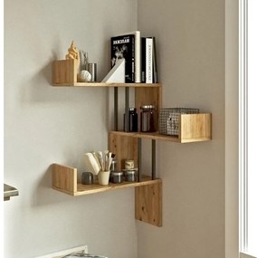 Rohová nástenná polica 109,4x60 cm borovica atlantic