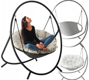 Luxusné závesné kreslo PATIO s vankúšom Sivé vankúše