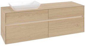 VILLEROY &amp; BOCH Collaro závesná skrinka pod umývadlo na dosku (umývadlo vľavo), 4 zásuvky, s LED osvetlením, 1600 x 500 x 548 mm, Nordic Oak, C121B0VJ