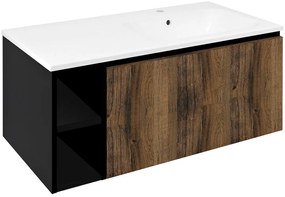 Sapho Sapho, LOREA skrinka s umývadlom 101x46x51,5cm (20+80 cm), pravá, dub collingwood/čierna matná, LE080-1935-R-03