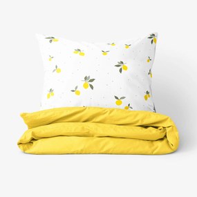 Goldea bavlnené posteľné obliečky duo - citróny so žltou 140 x 220 a 70 x 90 cm