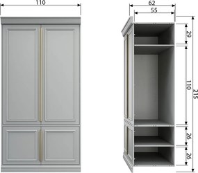 Drevená skriňa Organize 62 cm 215 × 110 × 62 cm