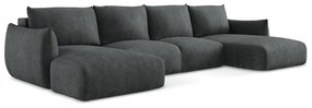 Tmavosivá ženilková rozkladacia rohová pohovka (do tvaru "U") Leila – Makamii