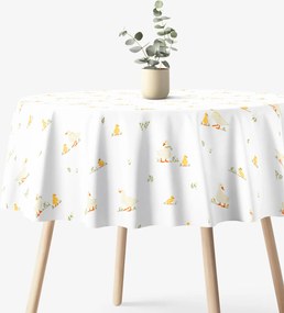 Goldea veľkonočný okrúhly obrus 100% bavlnené plátno - kačice Ø 130 cm