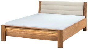 Dvoulůžková postel Velvet II 76 160x200 z masivu s LED osvětlením dub Rustikal/béžová