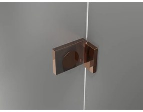 Mexen Lunar, L päťuholníkový sprchový kút naklápací doľava 90 x 80 cm, 8mm číre sklo, profil ružové zlato, 831L-090L-080P-60-00-L