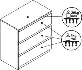 Zásuvková komoda Carlos 753S, dub artisan/grafit, výška 80 cm