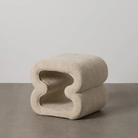 Béžový taburet z textílie buklé – Ixia