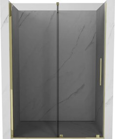 Mexen Velar, posuvné sprchové dvere do otvoru 150 cm, 8mm šedé sklo, zlatá lesklá, 871-150-000-41-50