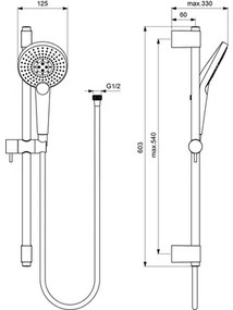 Sprchový set Ideal Standard Idealrain Evo Jet chróm lesklý dĺžka sprchovej tyče 600 mm B1761AA