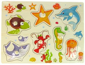 Lean Toys Drevené vzdelávacie puzzle - Morské živočíchy