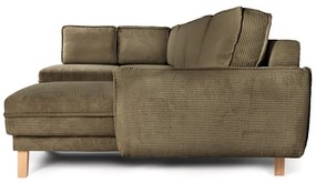 Zelená menčestrová rozkladacia rohová pohovka (ľavý roh/do tvaru "U") Tori – Bonami Selection