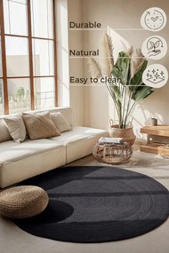 Koberec Hanse Home Jute Braided Rangpur čierny kruh