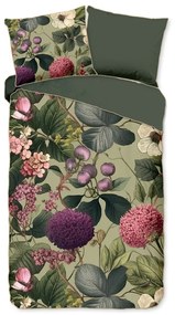 Kaki obliečky na jednolôžko/predĺžené z bavlneného saténu 140x220 cm Onaz – Descanso