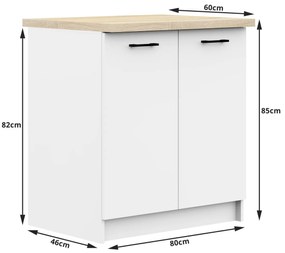 Kuchynská skrinka Olivia S 80 cm 2D biela
