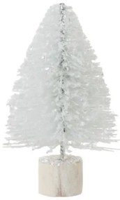 Malý biely trblietavý vianočný stromček - 14 cm