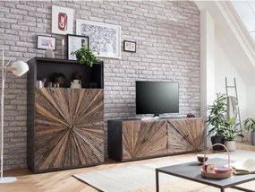 furniture-nabytek.cz - Masívna nástenná jednotka Derby z recyklovaného dreva, lakovaná, šedá
